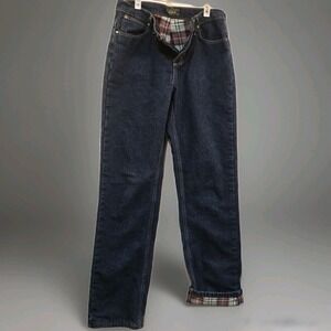 Carhartt Womens Jeans Flannel Lined Straight Leg Dark Wash Size 4 Long